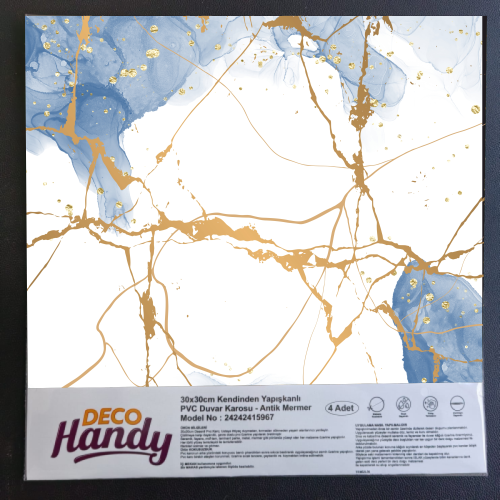 Decohandy Pvc Yapışkanlı Yer Karosu 30X30Cm 4'Lü Paket - Blue Edition 0,36M2