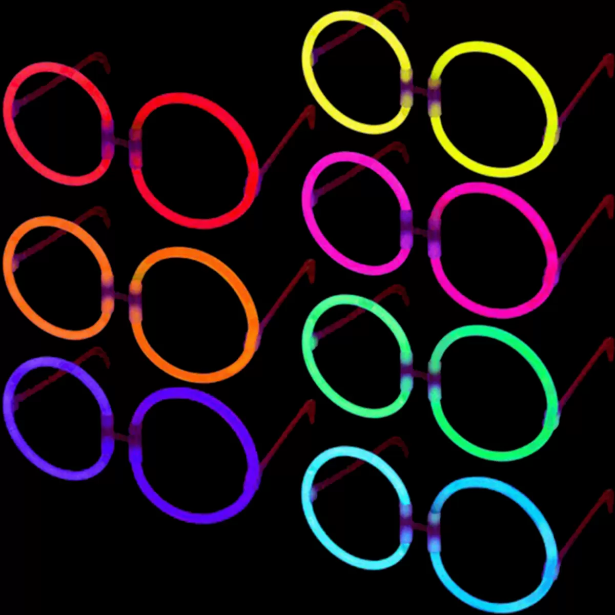 Glow Stick Parti Gözlüğü Glow Partisi Yuvarlak Şekilli Fosforlu Gözlük 6 Adet (4172)