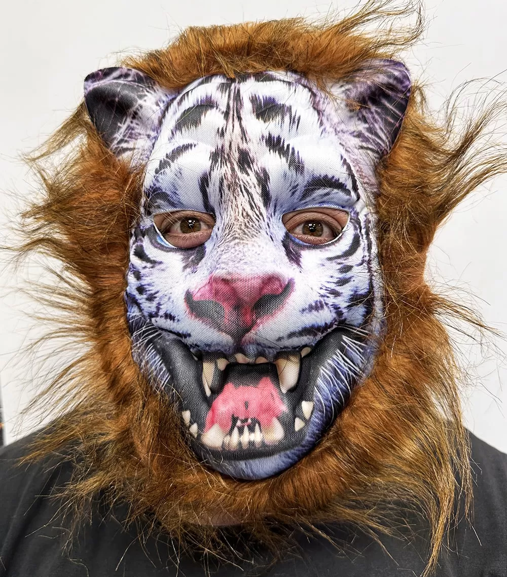 Kahverengi Saçlı Dişli Kurt Maskesi Köpek Maskesi Mega Peluş 12 No (4172)