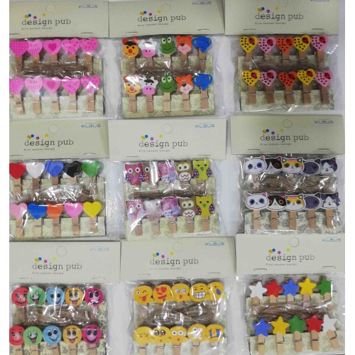10'Lu Şekilli Ahşap Mandallar 3.5Cm (10'Lu Set-10 Paket)