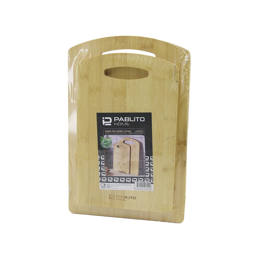 2Pcs Set  Ahşap Bambu Kesi̇m Panosu - Kesme Tahtasi  18X28X1Cm--22X32X1Cm (4172)