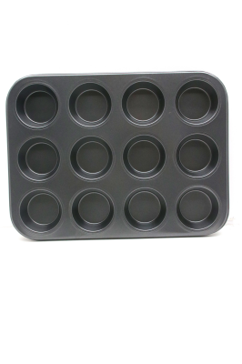 12 Gözlü Metal - Si̇yah Düz Muffin Kalip (4172)
