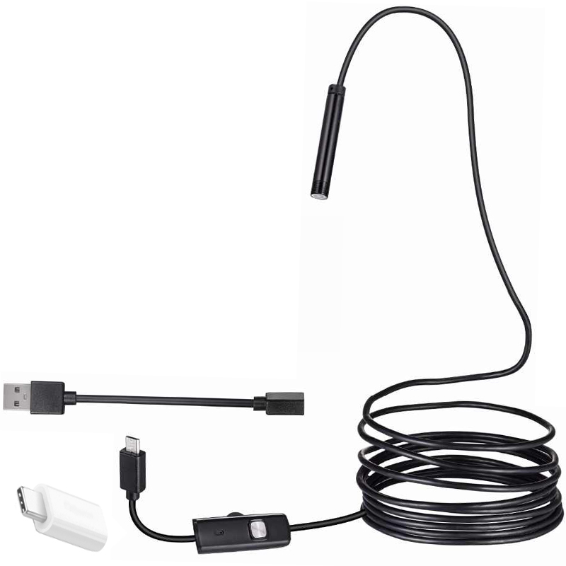 3In1 Micro Usb+Type-C+Usb A) Android Uyumlu 8 Mm Işikli 5 Metre Endoskop Yilan Kamera (4172)