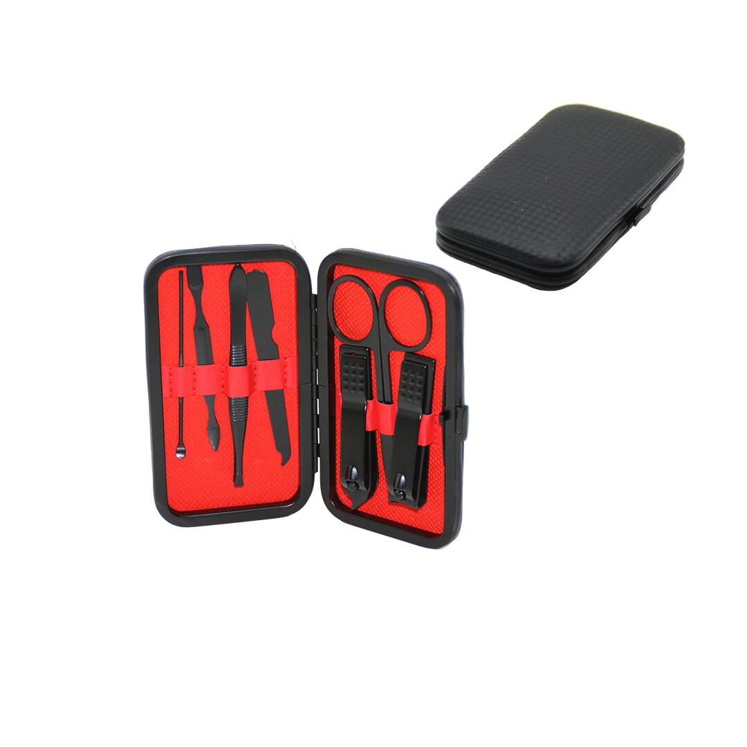 7 Pcs - Si̇yah Mani̇kür - Pedi̇kür Seti̇ Si̇yah Cüzdan Modeli̇ Çantali (4172)