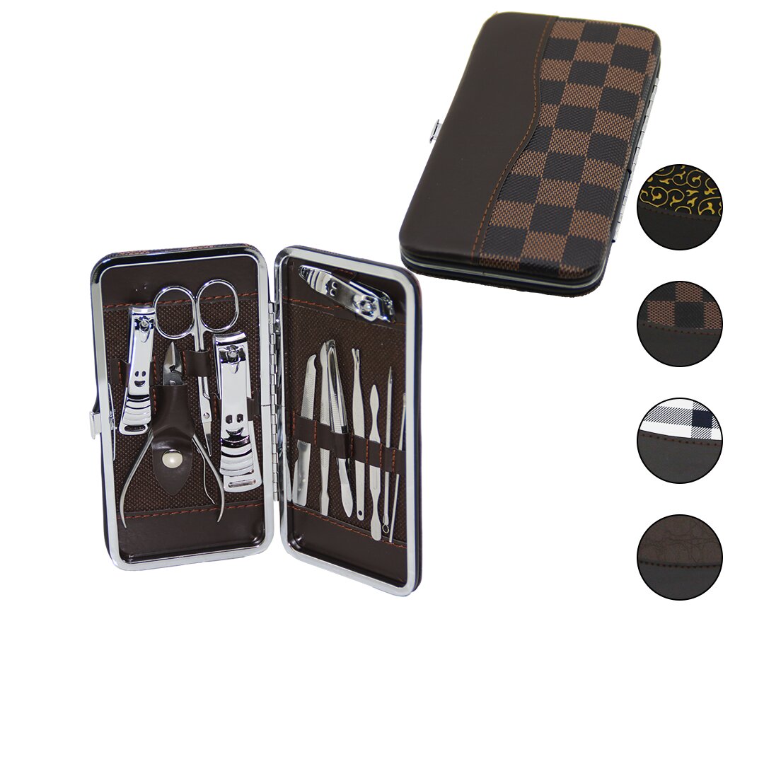 12 Pcs -  Mani̇kür - Pedi̇kür Seti̇ Renkli̇ Desenli̇ - Cüzdan Modeli̇ Çantali (4172)