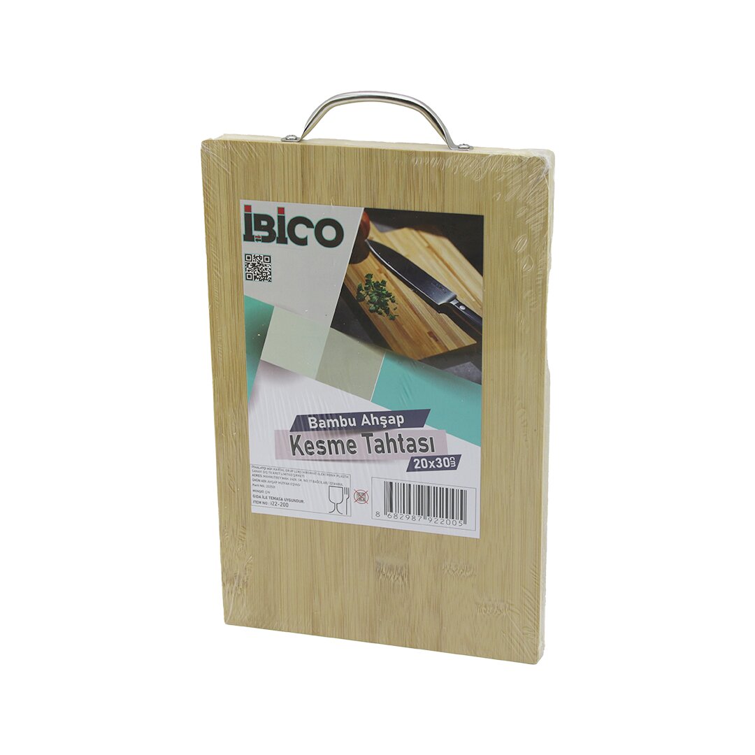 20X30 X 1.7Cm Lux Ahşap Bambu Kesi̇m Panosu - Kesme Tahtasi Metal Kulplu (4172)