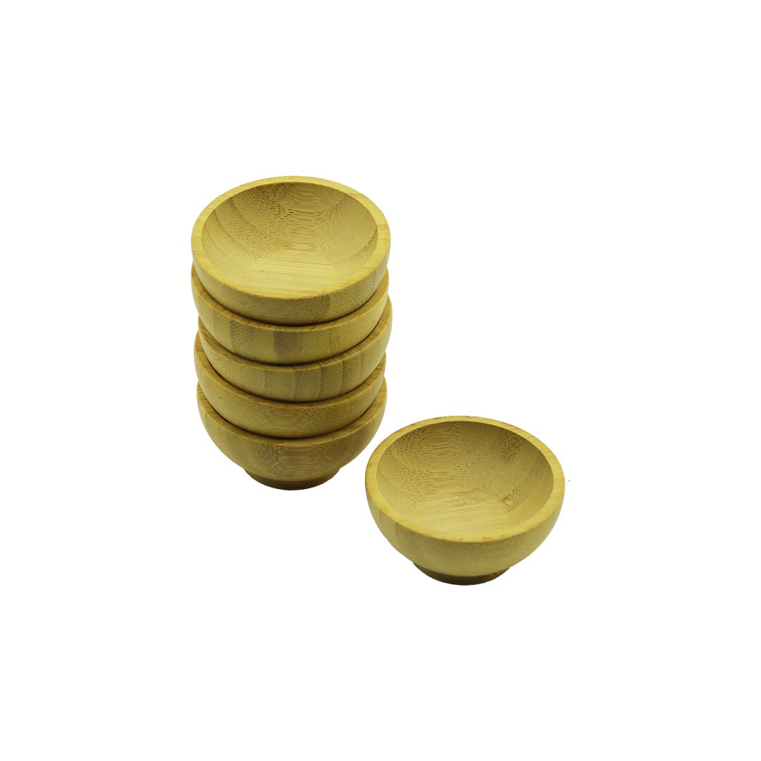 6 Adet Mi̇ni̇ Ahşap Bambu Lokumluk - Çerezli̇k Kase Deri̇nli̇k: 1.5Cm  - Çap: 6.2Cm (4172)