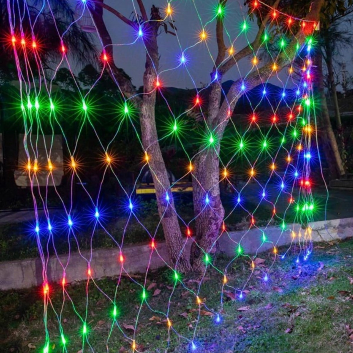 1X2 Metre Dekoratif File Ağ Perde 192 Led 8 Animasyonlu Farklı Işık Modu Rgb Fişli (4172)