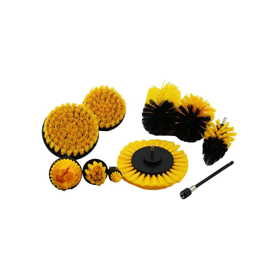 10Pcs =9Pcs Firça + 1Pcs Uzatma Aparati=15Cm Matkap Uçlu Firça Seti̇ (4172)