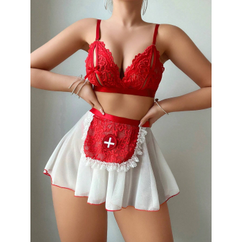 Tül Etekli Kırmızı Beyaz Fantazi Kadın Kostüm