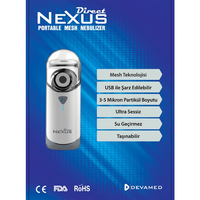 Direct Nexus Portable Mesh Şarj Edilebilir Nebulizatör