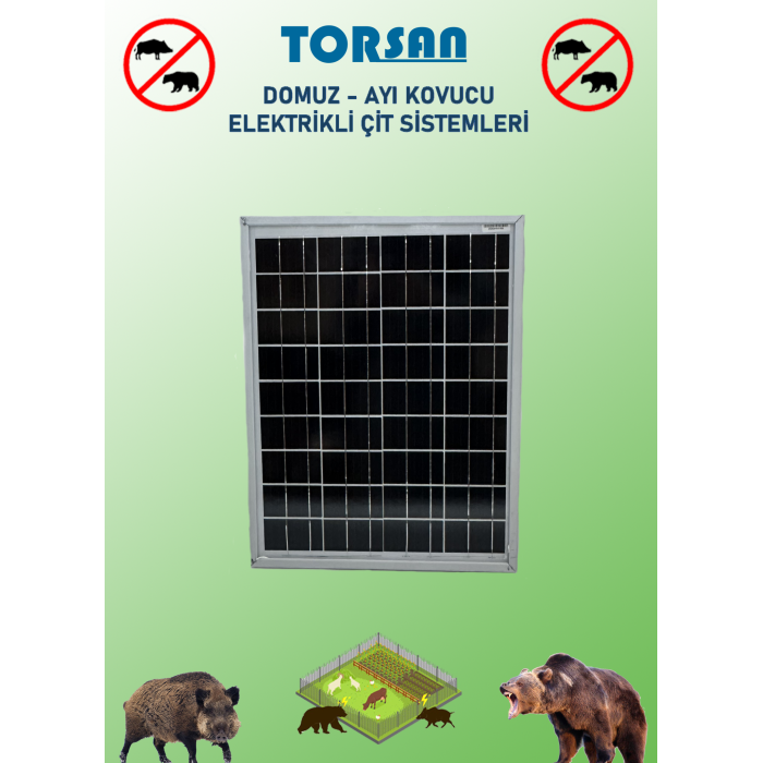 TORSAN GÜNEŞ PANELLİ EKO PLUS 500 Elektrikli Çit Sistemi ( Domuz - Ayı Kovucu ) 500MT