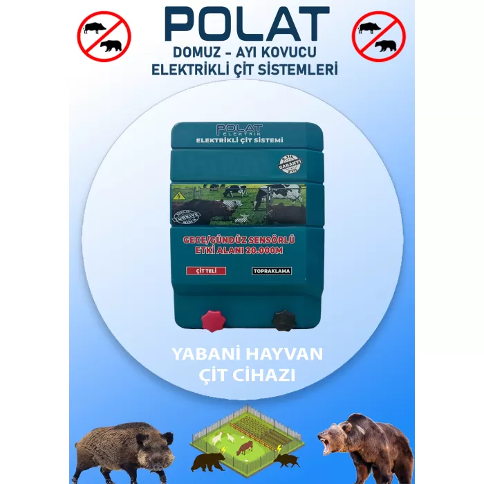 POLAT ELEKTRİKLİ ÇİT CİHAZI GECE GÜNDÜZ SENSÖRLÜ AYAR BUTONLU