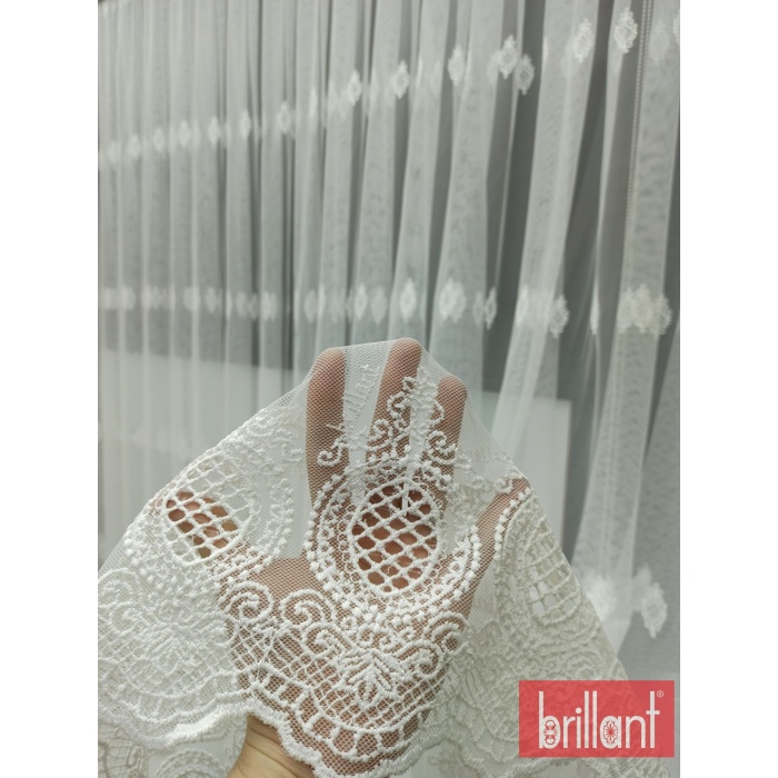 Nakışlı Grek Zeminli Tül Perde - 12C3538