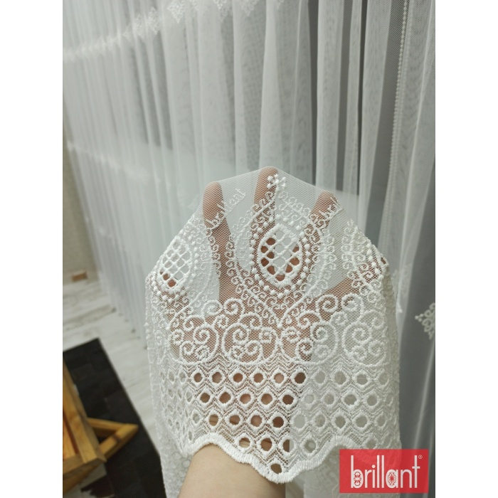 Nakışlı Grek Zeminli Tül Perde - 12C3222
