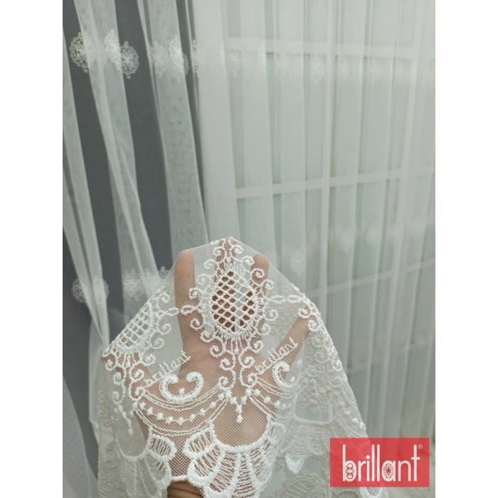 Nakışlı Grek Zeminli Tül Perde - 12C3542