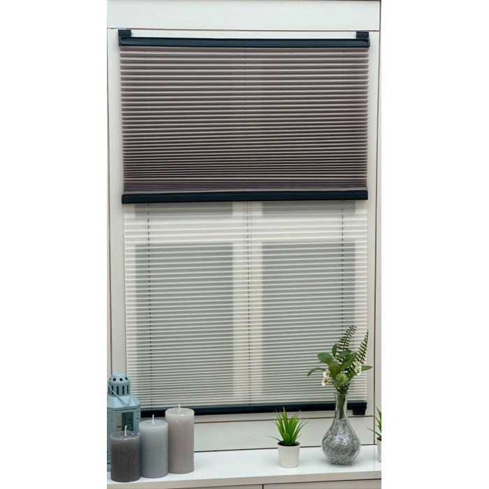 YAZAR HOME ÇİFTLİ SİSTEM PLİSE PERDE - KÜL GRİ