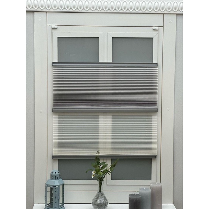 YAZAR HOME ÇİFT PERDELİ PLİSE-AÇIK GRİ