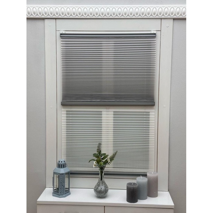 YAZAR HOME ÇİFT PERDELİ PLİSE-AÇIK GRİ