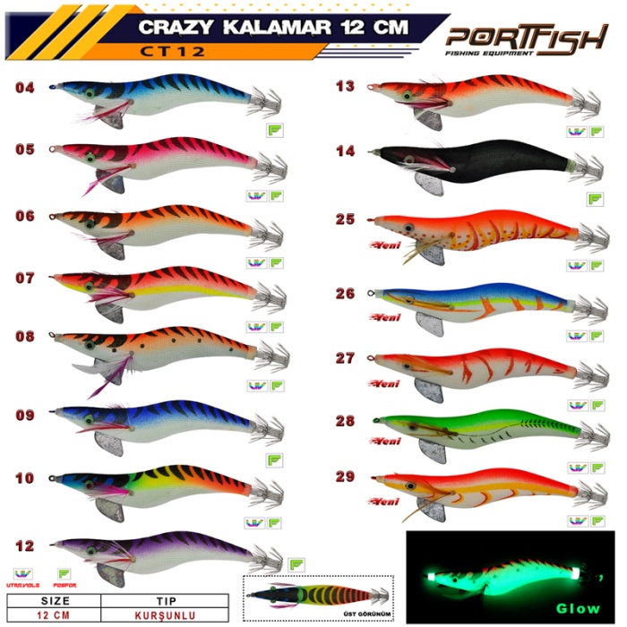 Portfish Crazy Kalamar Zokası 3,5 gr Kurşunlu 12 cm