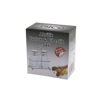 İBİCO İ22-165 (2PCS) (KROM KAPAK) (AKRİLİK) (TUZLUK & BİBERLİK & BAHARATLIK) (METAL STANDLI) (KARE & KÖŞELİ)*48
