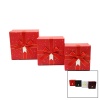 YAKUT-12525 ( 3PCS ) (KARE) (PARLAK RENKLİ & KABARTMA DESEN) KARTON HEDİYE KUTUSU (KURDELALI) (15X15-17X17-19X19CM)*36