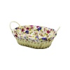 YAKUT-8821 (OVAL) (RENKLİ BEZLİ) (İP HASIR) EKMEK SEPETİ (KULPLU & METAL İSKELET) (TABAN:14.5X21 & AĞIZ:21X27 DERİNLİK:8CM)*100