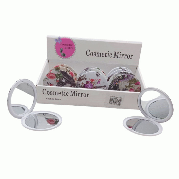 COSMETİC MİRROR HAKAN-493 ( EYFEL & BAYAN RESİMLİ KAPAK ) ( YUVARLAK ) ( CEP & ÇANTA ) MAKYAJ AYNASI (PLASTİK)*12X40