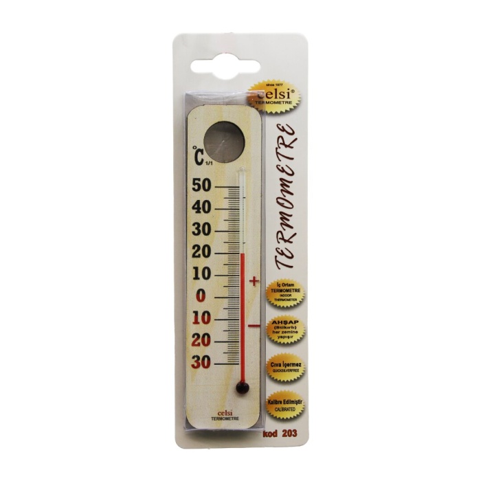 CELSİ-203 ( AHŞAP & KÜÇÜK= 3.5 X 15CM ) DERECE & ODA TERMOMETRESİ*250