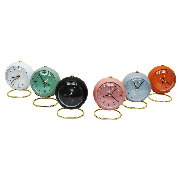 NEWLİFE CLKN-2100 ( LÜX) (YUVARLAK & METAL GOLD AYAKLI) MASA ÇALAR SAAT (RENKLİ KASA) (GOLD= ÇUBUK RAKAM-AKREP-YLKVN)*60
