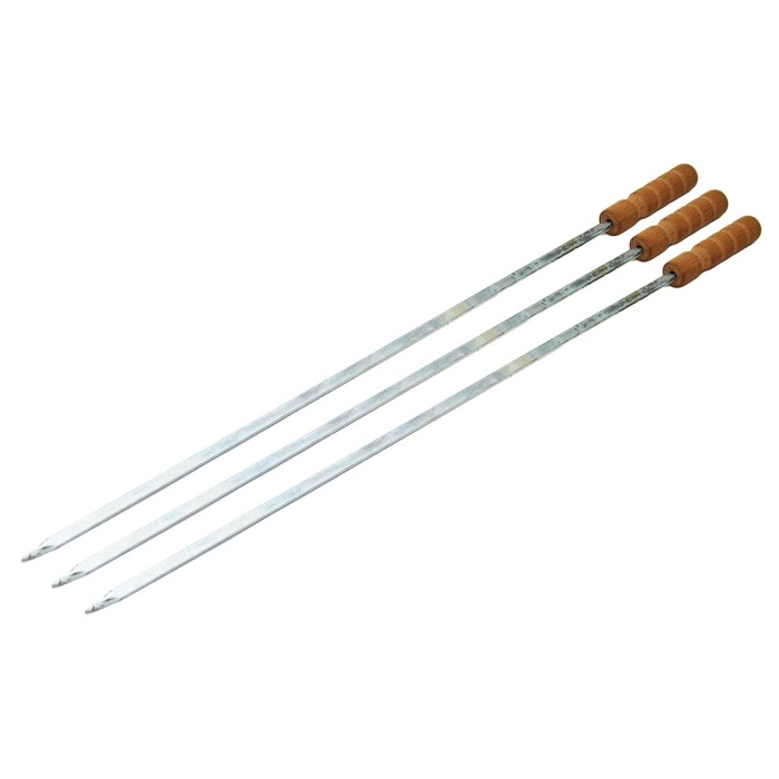 İBİCO T-500 ( TAVUK & KANAT ) ( DAR YASSI ) ( 50CM ) ( AHŞAP SAPLI ) MANGAL ŞİŞİ*100X1