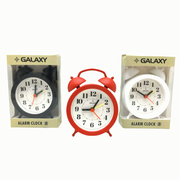 GALAXY MS-300 MASA ÇALAR SAAT ( PİLLİ ) ( RENKLİ PLASTİK ) ( KLASİK KULAKLI MODEL ) ( ÇAP: 8.5CM ) ( SESSİZ AKAR SANİYE )*60