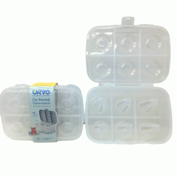 URVE UR-3370 ( 6LI ) ( ÇAY BARDAK ) TAŞIMA APARATI ( ŞEFFAF PLASTİK )*24