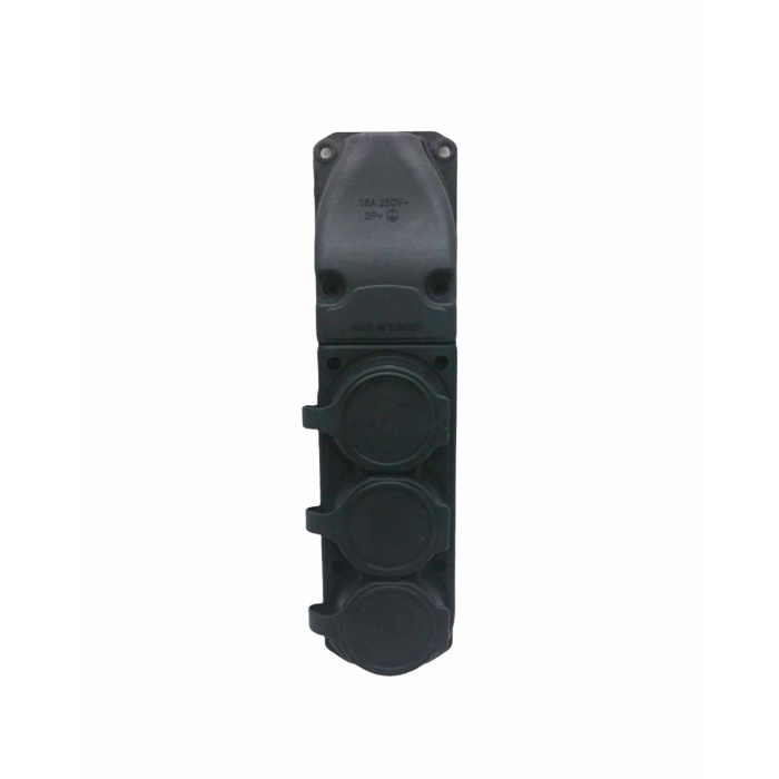 İBİCO ( 3LÜ ) ( KAUCUK ) TOPRAKLI ( KLEMENS KAPAKLI ) ( 16A & 250V )*72