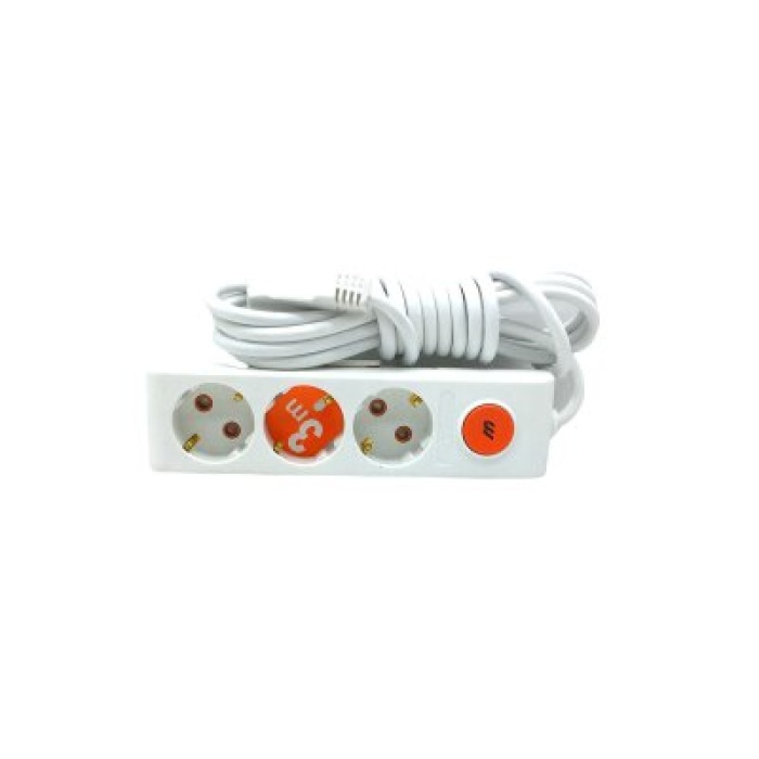 RI-TECH ( 3LÜ ANAHTARLI - 3MT ) UZATMA KABLO & TOPRAKLI GRUP PRİZ ( 001 175 320002 03 00 )*12