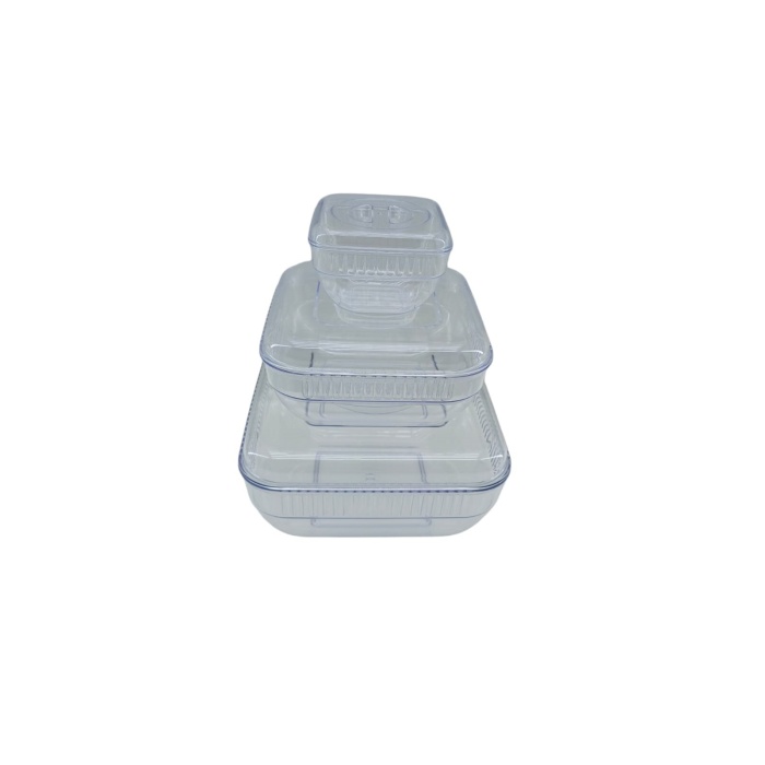 CRYSTAL WARE F-406 ( 3PCS SET ) ( KARE & 5250ML ) SAKLAMA KABI ( MİKA & KRİSTAL PLASTİK )*12=K