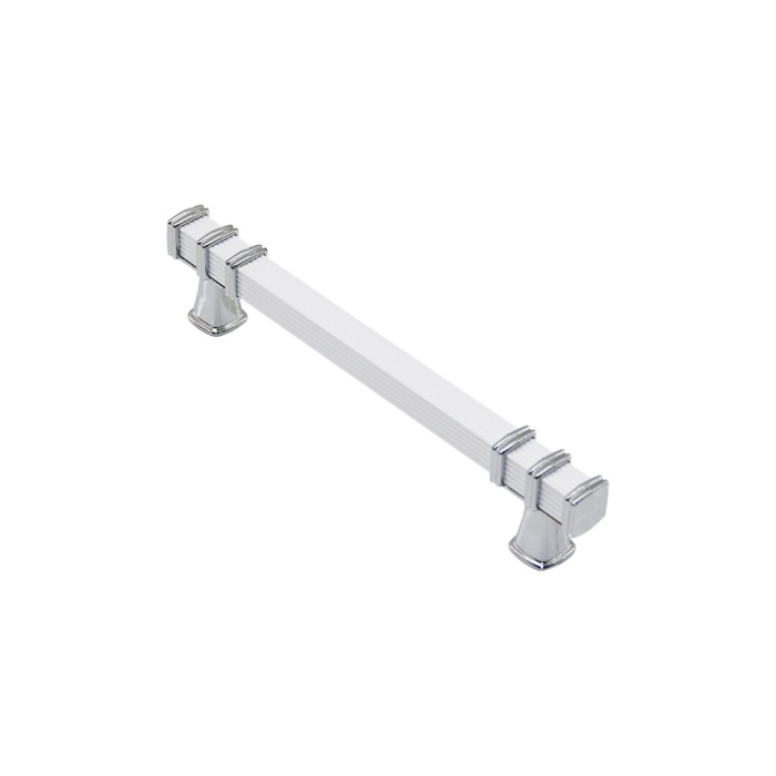 İBİCO-967 ( 12.8CM ) ( YÜZÜK KROM & KULP BEYAZ ) ( KARE ) ÇEKMECE KULP*10X5