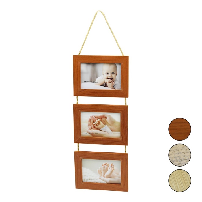 BAYSA-1560 ( 3LÜ & İP ASKILI ) ( 4X6 & 10X15CM ) AHŞAP RESİM ÇERÇEVESİ ( MİX AHŞAP RENKLLER )*24=K