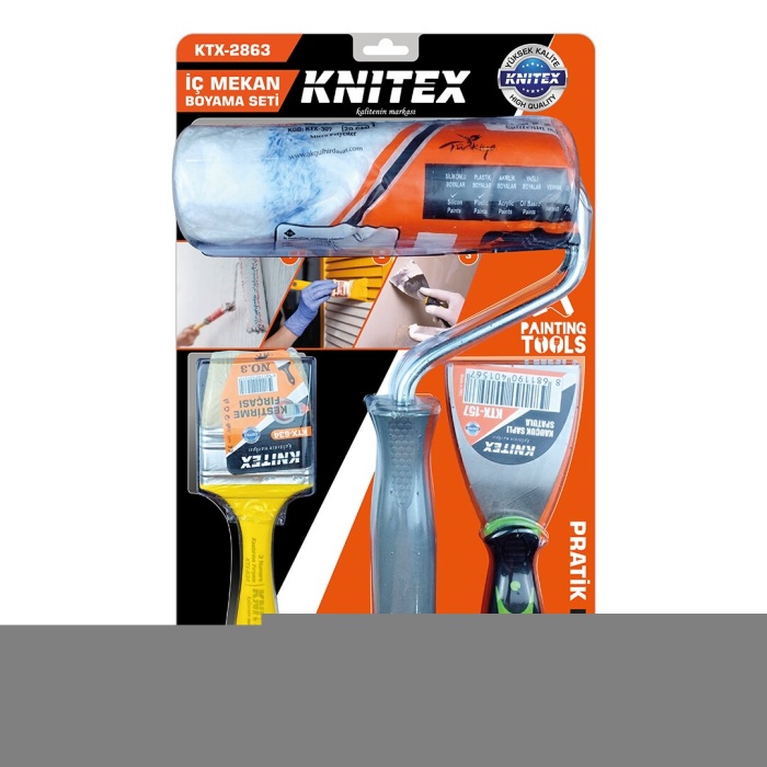 KNITEX KTX-2863 ( 3PCS ) NALBUR & BOYACI SET ( SPATULA & KESTİRME FIRÇA & BOYA RULO 20CM)*24