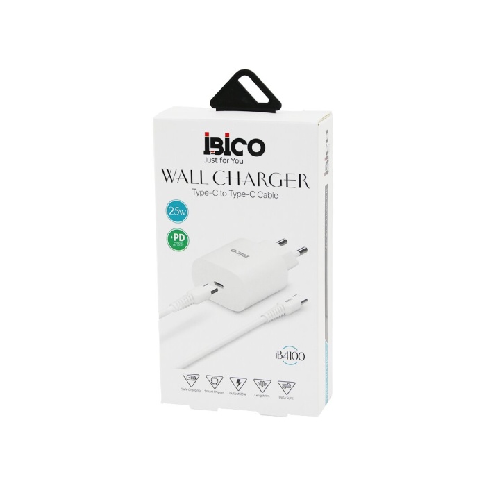İBİCO İB-4100 ( TYPE-C TO=( TYPE-C ) (SET) (EV BAŞLIK + KABLO=1MT) TELEFON ŞARJ (HIZLI) (25W) (9V-12V-3.0A & 25W-1.5A)*5X20