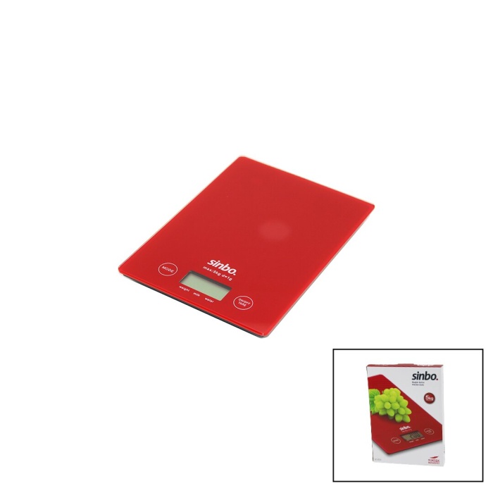 SİNBO SKS-4519 ( CAM ) MUTFAK TARTISI TERAZİ ( LCD EKRAN ) ( 5KG/1GR ) (PİLLİ=CR2032) (GR/OZ/ML/IB ÖLÇÜM)*30