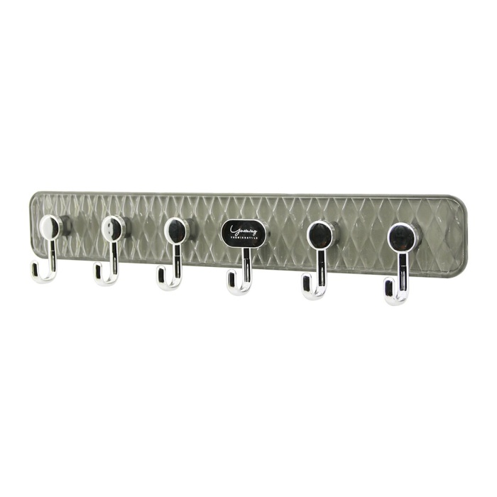 ROW HOOK ENF-1125 DELUX ASKI (MİKA KRİSTAL PLASTİK TABANLI) ( 6 KOLLU=( TAK ÇIKAR ) (YAPIŞKANLI MONTAJ) (6X42CM)*100