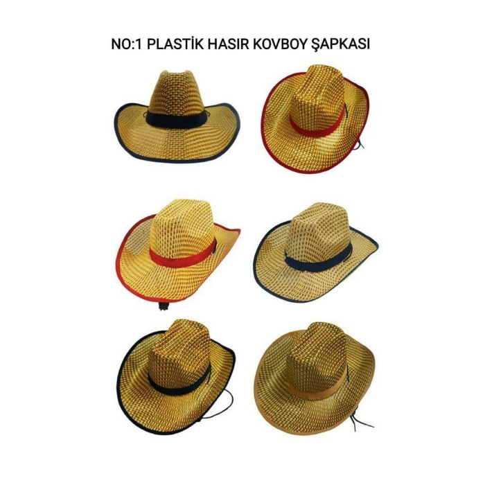 İBİCO HS-10806 ( PLASTİK HASIR ) ( ERKEK ) ( FOTER ) ( KOVBOY ŞAPKA ) ( KUMAŞ KENAR & KUŞAK )*420