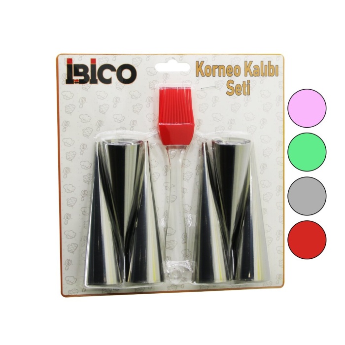 İBİCO İ22-163 (7PCS) (6-KORNEO KALIP & 1-SİLİKON FIRÇA) PASTA DEKORASYON SETİ (ÇAP:3.4CM X UZUNLUK:12CM) (BRKT-921633)*144