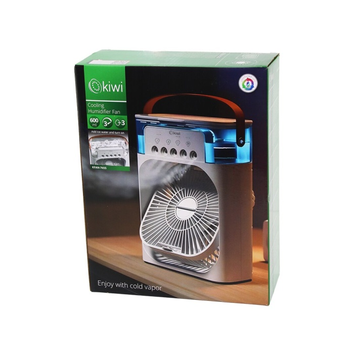 KİWİ KFAN-7655 (3İN1=SOĞUK BUHARLI NEMLENDİRME & USB FAN & GECE LAMBA) (60°) (MASA ÜSTÜ) VANTİLATÖR (600ML) (3KDM HIZ)*24