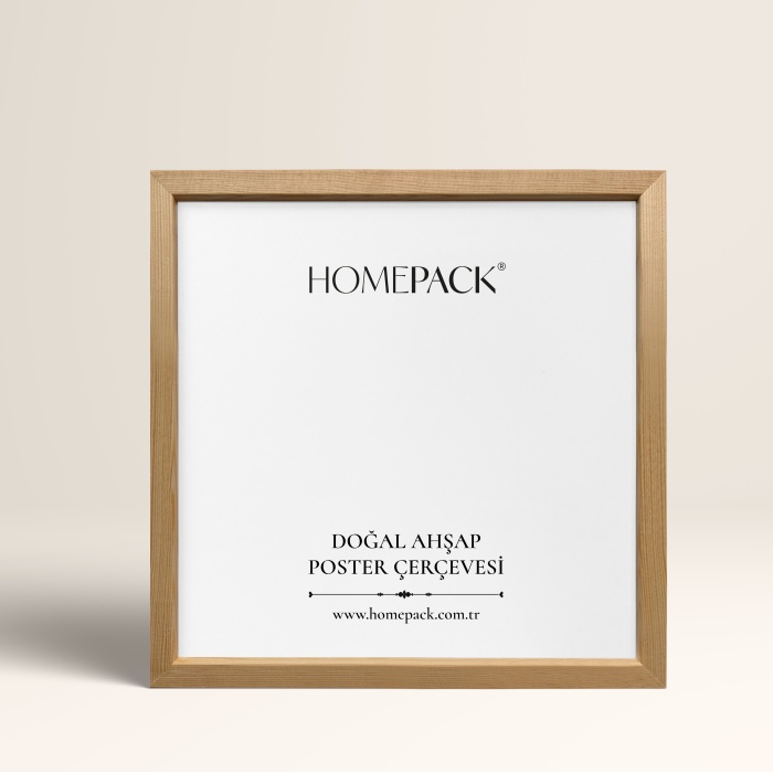 KARE Doğal Ahşap Çerçeveli Poster Çerçeve, Önü Korumalı KARE Boş Çerçeve-AHŞAP