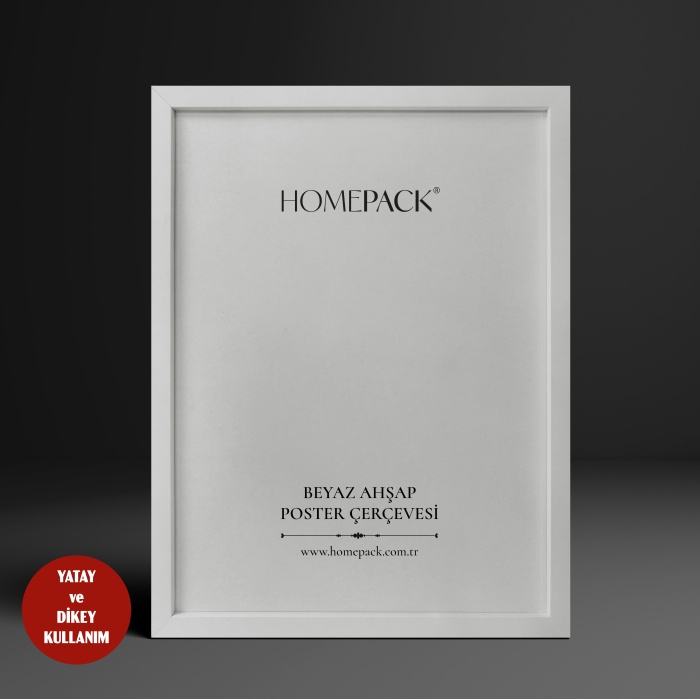 Beyaz Ahşap Çerçeveli Poster Çerçevesi, Önü Korumalı Boş Çerçeve-BEYAZ
