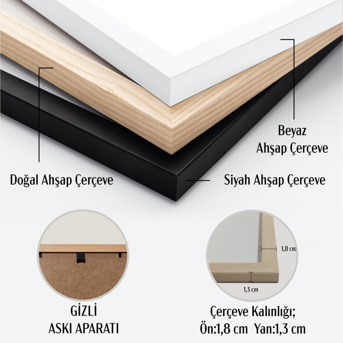 KARE Siyah Ahşap Çerçeveli Poster Çerçeve, Önü Korumalı KARE Boş Çerçeve-SİYAH