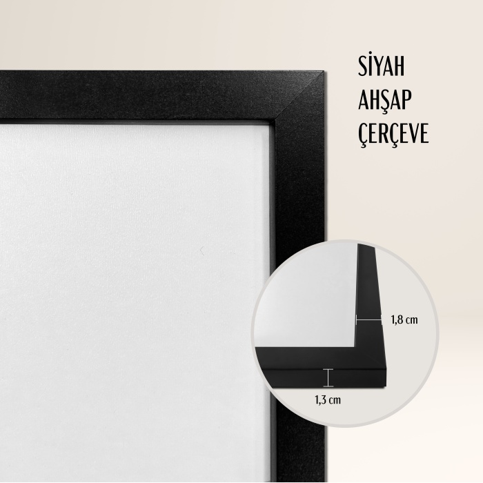 Siyah Ahşap Çerçeveli Poster Çerçevesi, Önü Korumalı Boş Çerçeve-SİYAH