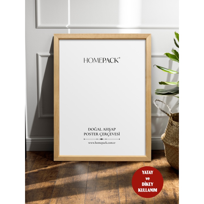 Doğal Ahşap Çerçeveli Poster Çerçevesi, Önü Korumalı Boş Çerçeve-AHŞAP